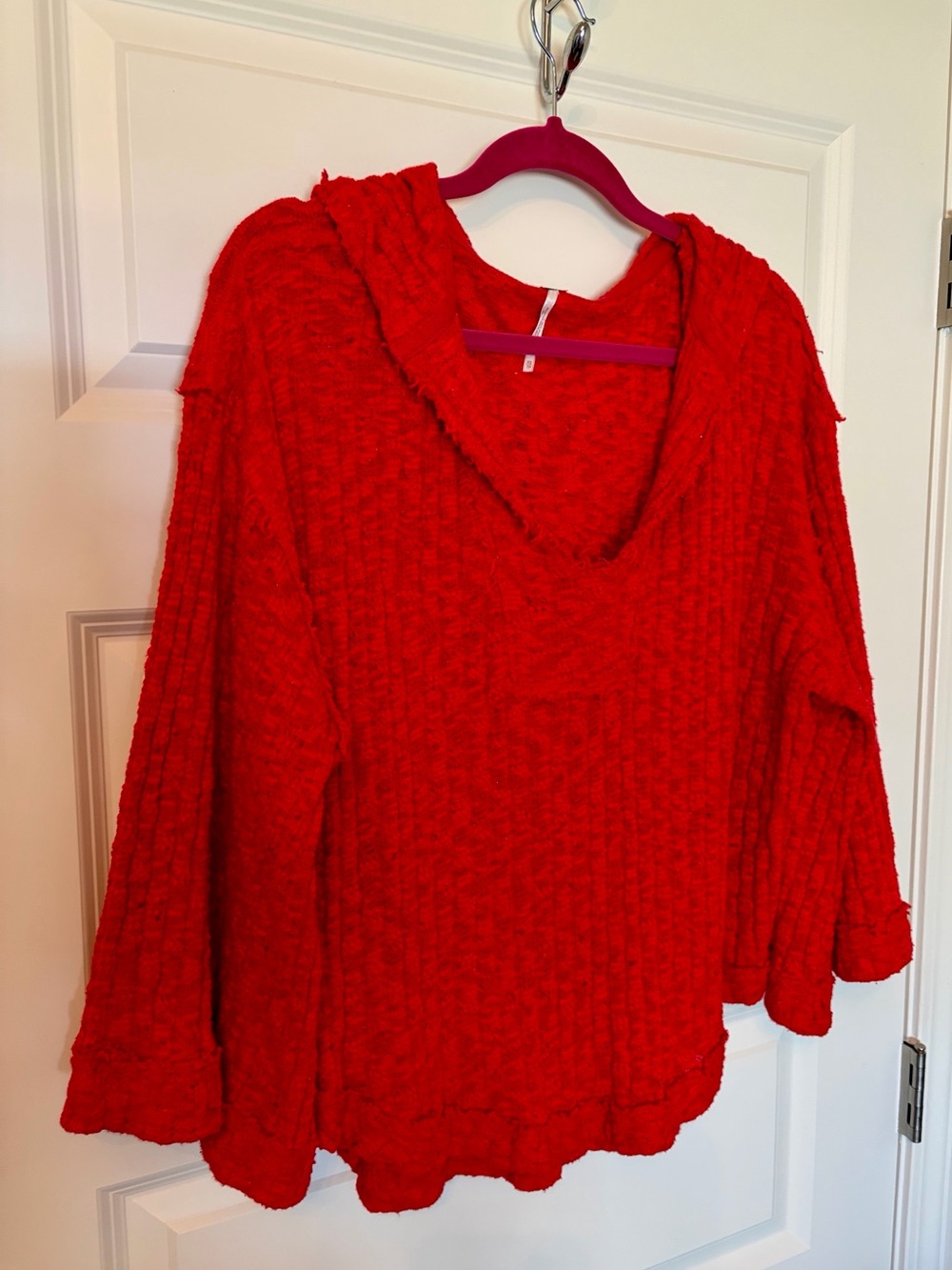 Free People Red Hooded Knit Sweater - Picture 2 of 11